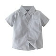 thumbnail image 1 of Styles I Love Toddler Little Boys Grey Stripe Short Sleeve Cotton Button Down Shirt for Casual, Formal Event and Special Occasions (100/2-3 Years), 1 of 6