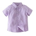 thumbnail image 1 of Styles I Love Toddler Little Boys Purple Floral Short Sleeve Cotton Button Down Shirt for Casual, Formal Event and Special Occasions (90/1-2 Years), 1 of 6