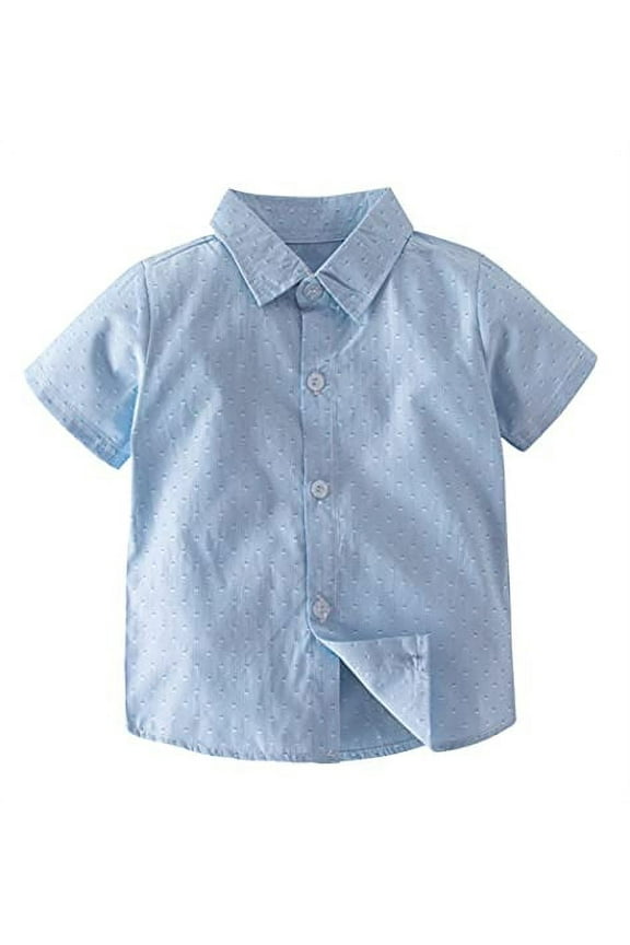 Styles I Love Toddler Little Boys Short Sleeve Cotton Button Down Shirt for Casual, Formal Event and Special Occasions (Blue Floral, 100/2-3 Years, 3_Years)