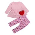 thumbnail image 1 of Styles I Love Toddler Little Girls Red Heart Ruffle Long Sleeve Tunic and Pants 2pcs Cotton Valentine's Day Outfit (90/18-24 Months), 1 of 6