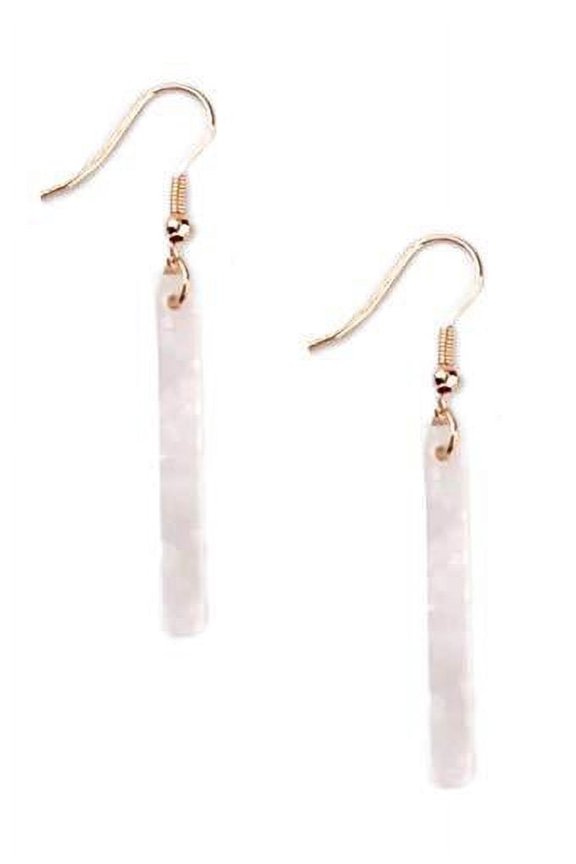 Women Vertical Bar Tortoise Shell Marble Earrings Lightweight Dangle Earrings (Cream)