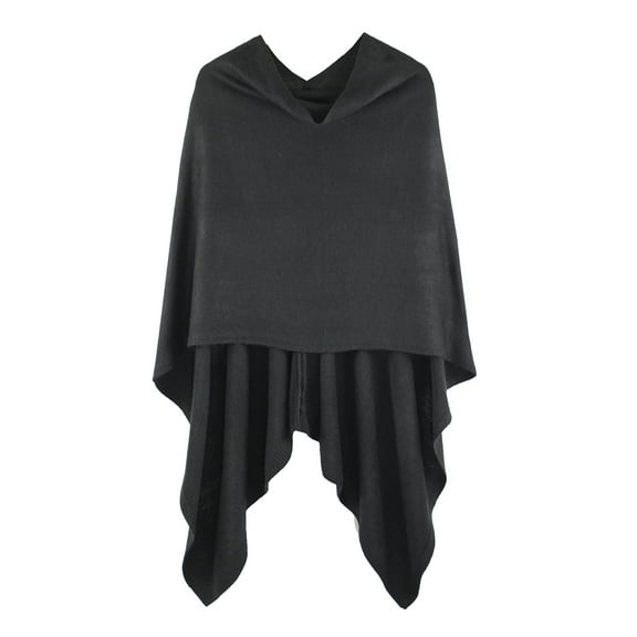 Styles I Love Women Ultra Soft Knit Poncho Sweater Pullover Cardigan Lightweight Wrap Topper for All Season (Black)