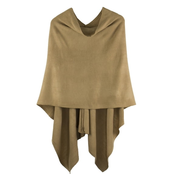 Styles I Love Women Ultra Soft Knit Poncho Sweater Pullover Cardigan Lightweight Wrap Topper for All Season (Camel)