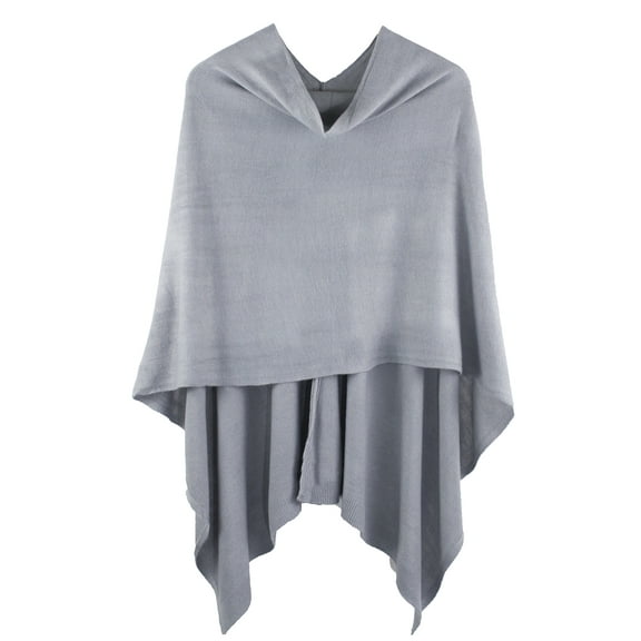 Styles I Love Women Ultra Soft Knit Poncho Sweater Pullover Cardigan Lightweight Wrap Topper for All Season (Grey)
