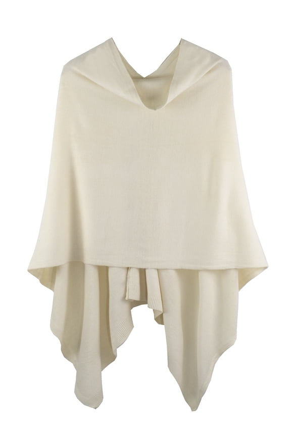 Styles I Love Women Ultra Soft Knit Poncho Sweater Pullover Cardigan Lightweight Wrap Topper for All Season (Ivory)