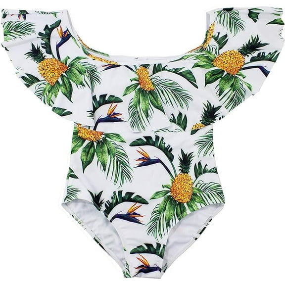 Styles I Love Women and Girls Pineapple Printed Family Matching Swimwear One-Piece Swimsuit Beach Pool Bathing Suit (Mom, L)