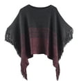 thumbnail image 1 of Styles I Love Womens Knit Two Tone Batwing Fringe Poncho Cardigan Pullover Cozy Sweater Wrap Jacket (Black), 1 of 6
