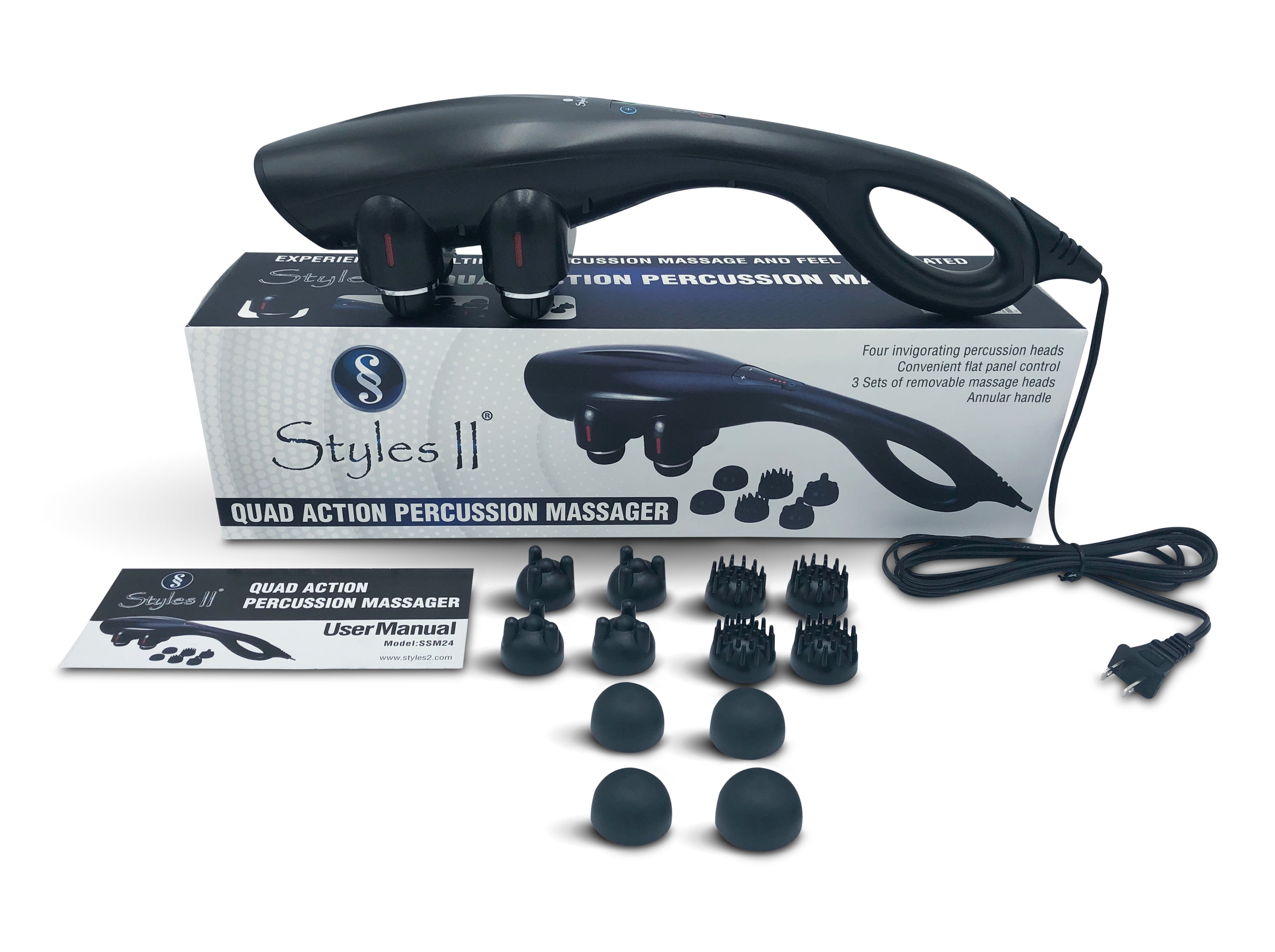 Styles II Infrared Percussion 11-in-1 Body Massager - Great At-Home Spa  Machine for Neck, Back, Shoulder, Waist, Feet - Suitable for All, Comes  with 11 Pcs Massage Head Attachments 