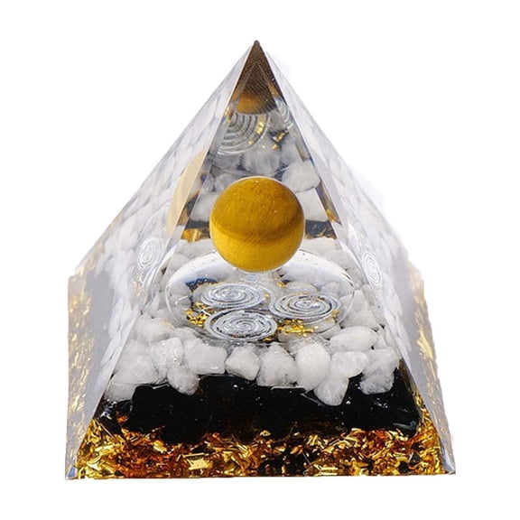 Styles Pyramids Crystal Crushed Stone Pyramids Home Crafts Resin Ornaments Bar Decoration Ideal Chakra Crystal for Optimism Positivity Financial Abundance Luck Wealth Succes