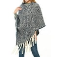 thumbnail image 1 of StylesILove Autumn Winter Women Solid Knitted V-Neck Pullover Fringe Poncho Sweater Lightweight Cape Cozy Wrap Tassel Shawl (Black), 1 of 5