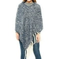 thumbnail image 1 of StylesILove Autumn Winter Women Solid Knitted V-Neck Pullover Fringe Poncho Sweater Lightweight Cape Cozy Wrap Tassel Shawl (Indigo), 1 of 2