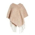 thumbnail image 1 of StylesILove Autumn Winter Women Solid Knitted V-Neck Pullover Fringe Poncho Sweater Lightweight Cape Cozy Wrap Tassel Shawl (Khaki), 1 of 2