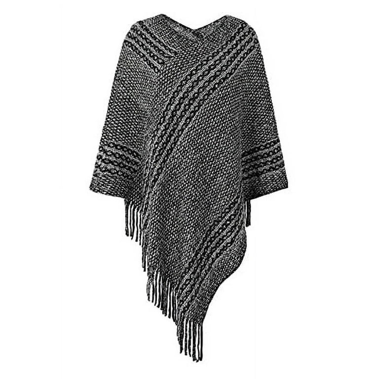 Hit Color Tassel Wear on Both Sides Cloak Knitting Sweaters Hit Color Tassel Wear on Both Sides Cloak Knitting Sweaters