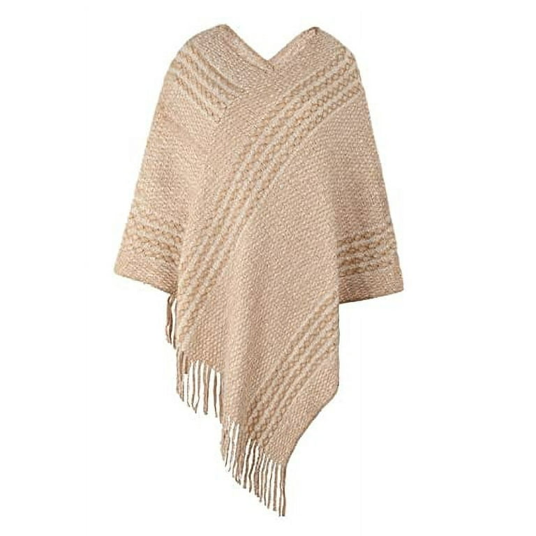 Hit Color Tassel Wear on Both Sides Cloak Knitting Sweaters Hit Color Tassel Wear on Both Sides Cloak Knitting Sweaters