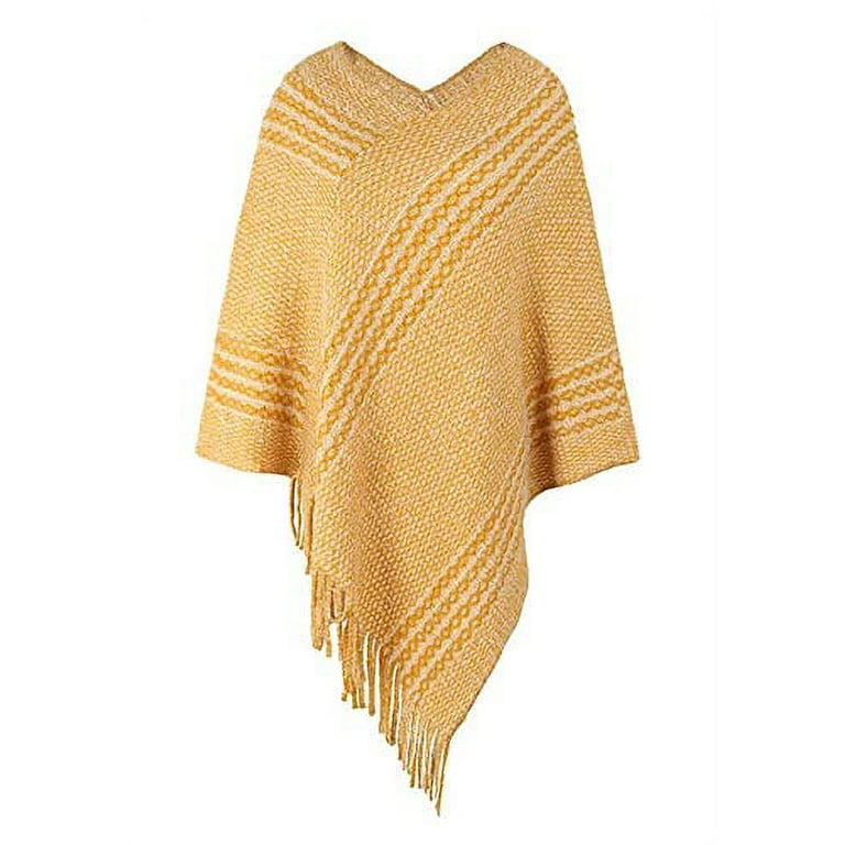 Hit Color Tassel Wear on Both Sides Cloak Knitting Sweaters Hit Color Tassel Wear on Both Sides Cloak Knitting Sweaters