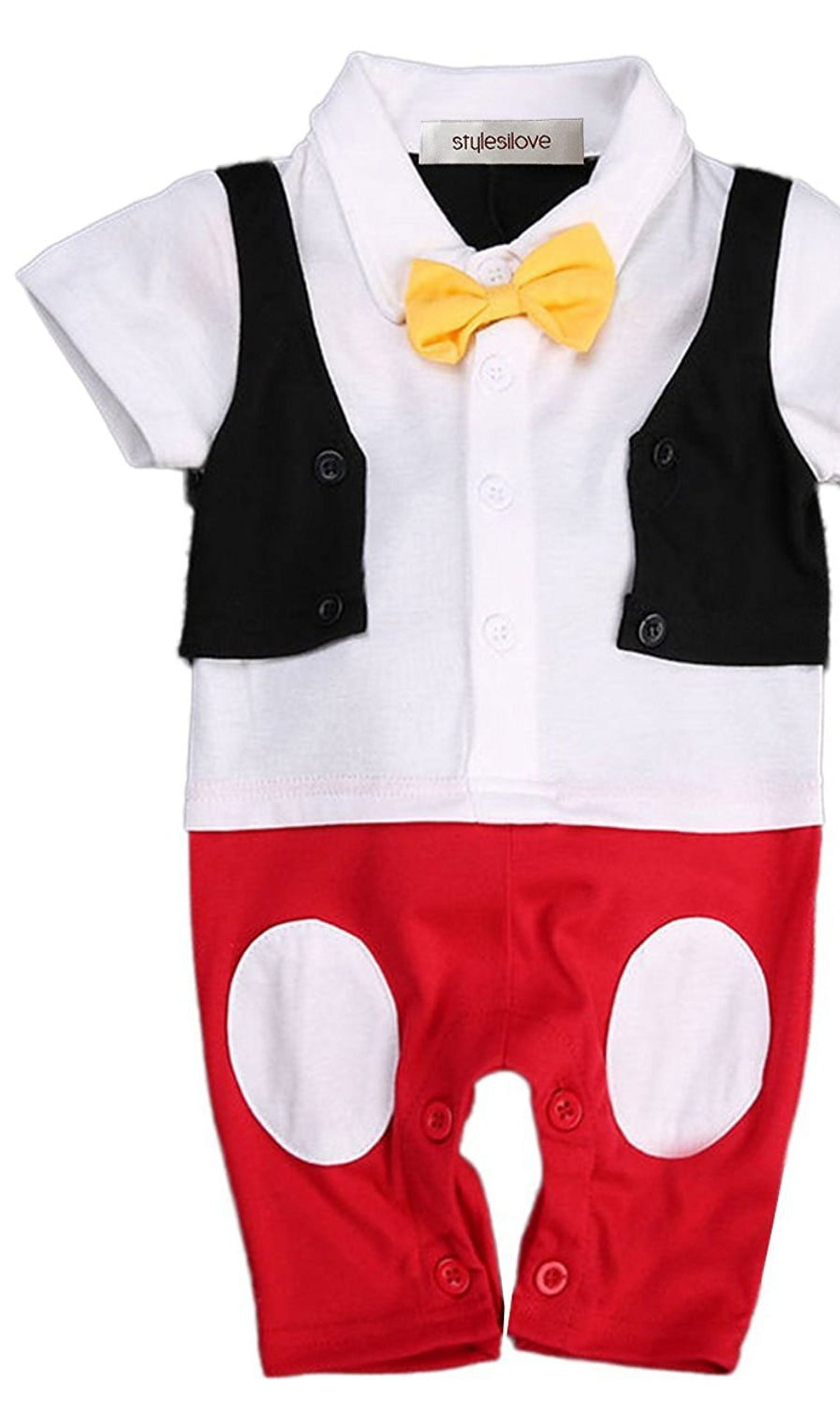 StylesILove Baby Boy Bowtie Cartoon Photo Prop Romper Onesie (6-12 Months)