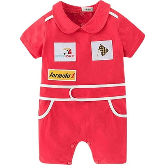 StylesILove Baby Boy Chic Car Racer Costume Romper, Red, 18-24 Months
