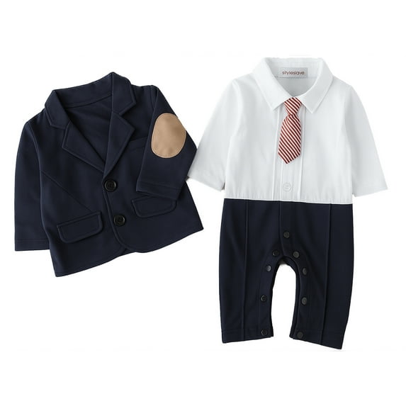 StylesILove Baby Boy Romper Suit and Jacket (Navy Blue, 2-3 years/95)