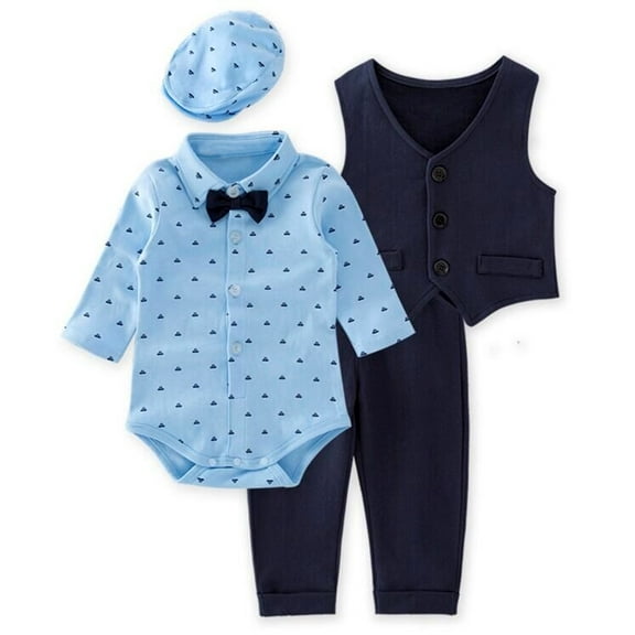 StylesILove Baby Boys Gentlemen 4-Piece Tuxedo Suit Formal Wear Outfit (80/6-12 Months)