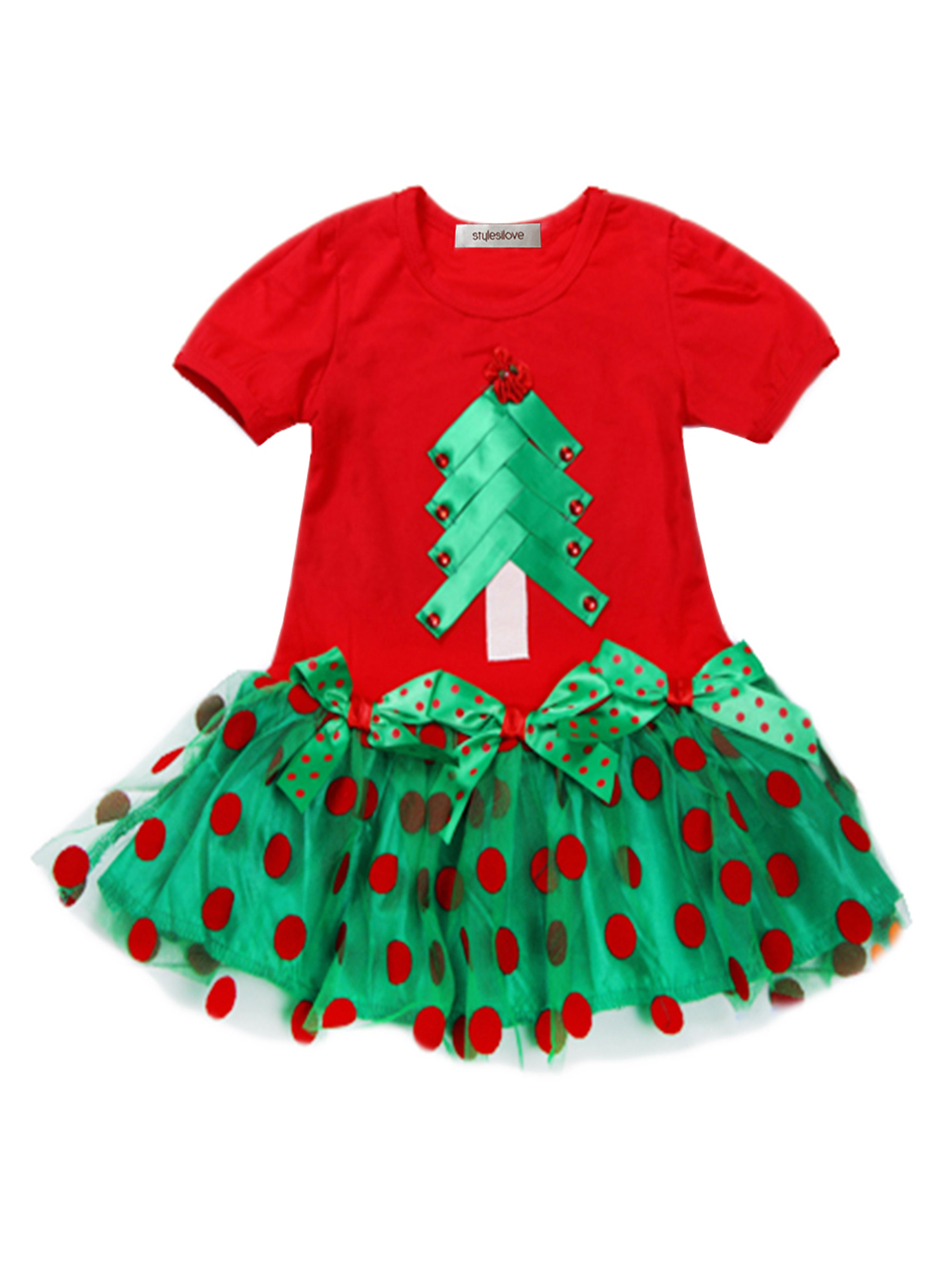 StylesILove Baby Girl Christmas Tree Bow Sequin Dot Mesh Skirt 3 4 StylesILove Baby Girl Christmas Tree Bow Sequin Dot Mesh Skirt 3 4