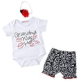 thumbnail image 1 of StylesILove Baby Girls Grandma was Here Short Sleeves Cotton Romper with Shorts and Headband 3pcs Summer Outfit, 1 of 7