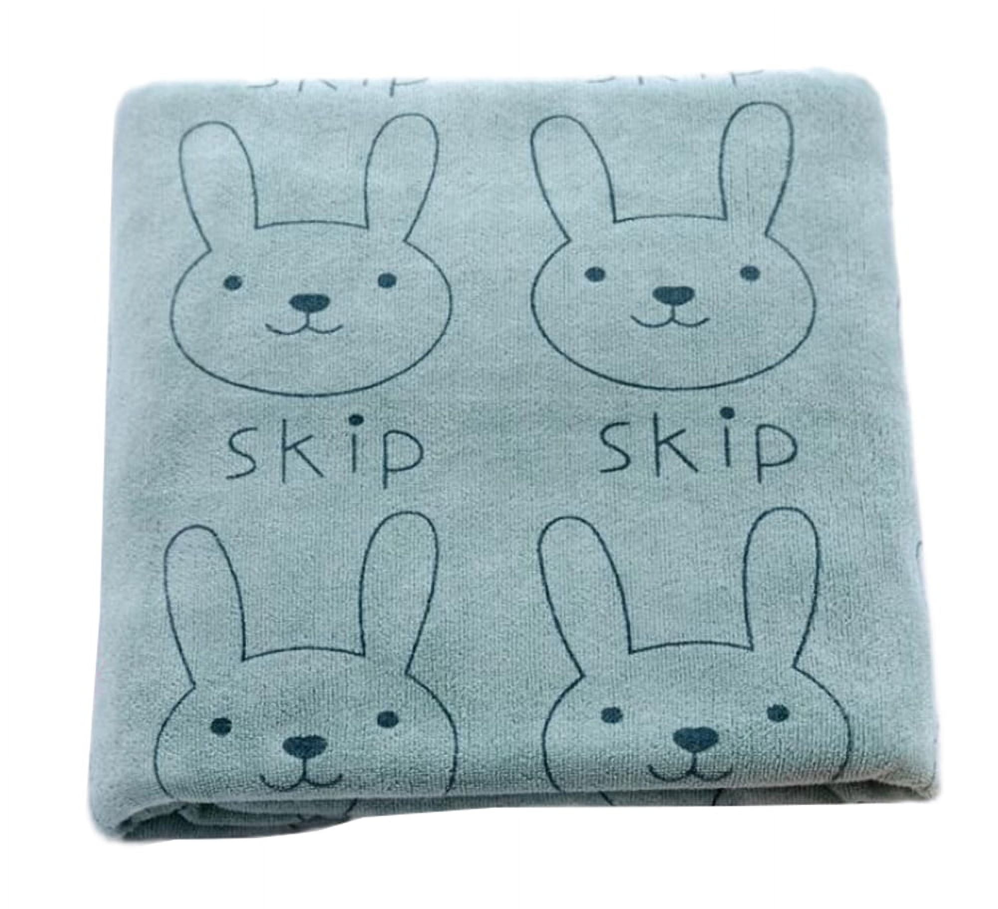 Bunny Bath Hand Towels, Set of 2, Blue White Buffalo Plaid Appliqued Rabbit