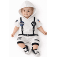 thumbnail image 1 of StylesILove Baby Toddler Boy Astronaut Cotton Onesie Hooded Romper Cosplay Party Halloween Jumpsuit Outfit (12 Months, White - Short Sleeve), 1 of 8