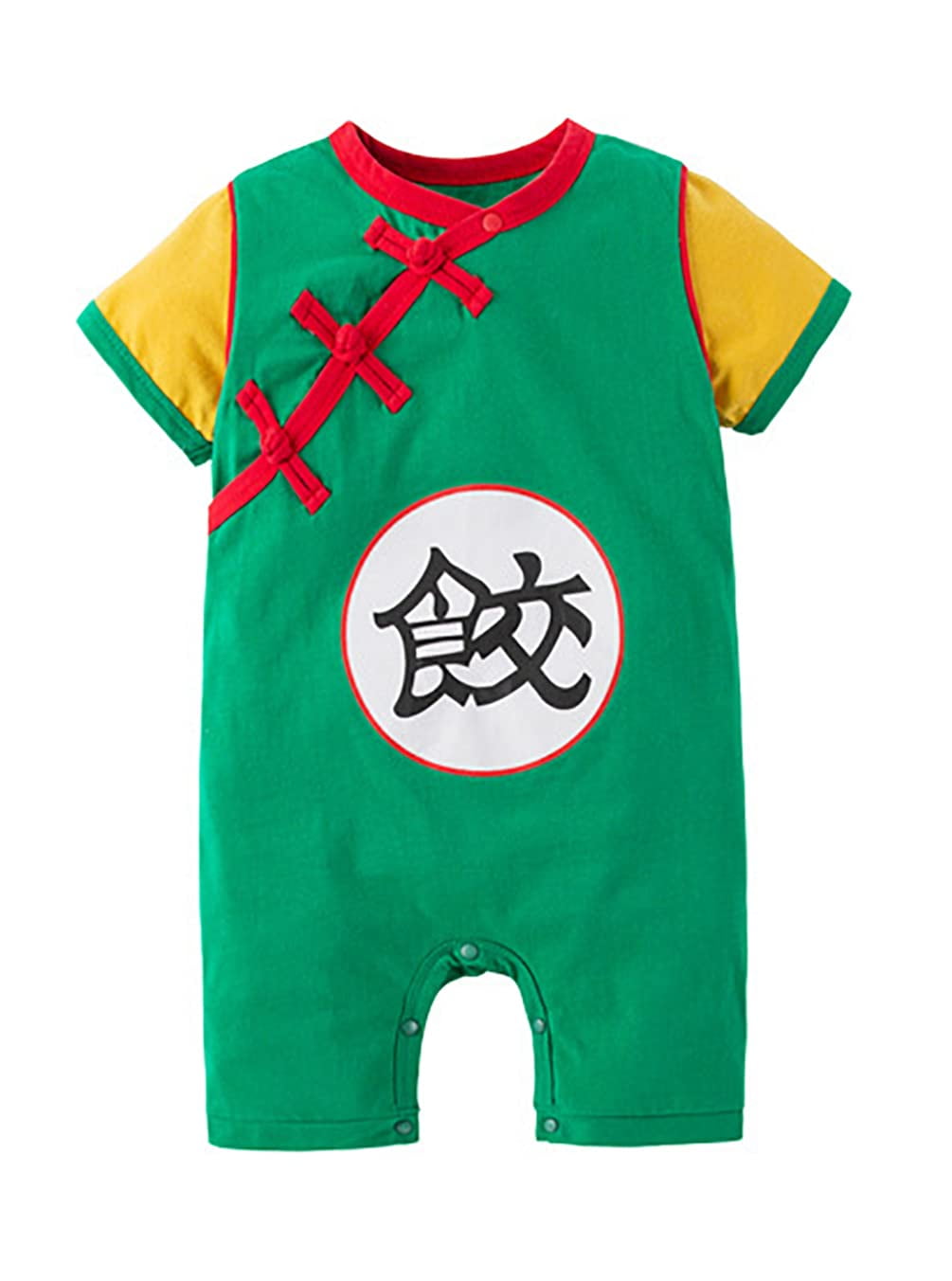 StylesILove Baby Toddler Boys Anime Cartoon Short Sleeve Cotton Romper Asian Inspired Jumpsuit Halloween Onesie Outfit (Dumpling Green, 6 Months)