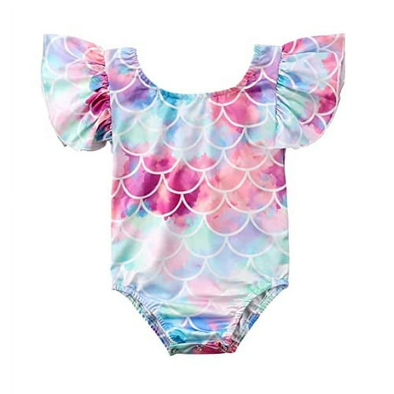 StylesILove Baby Toddler Girls Mermaid Ruffled One-Piece Swimsuit Multicolor Bathing Suit Beach Swimwear (3T)
