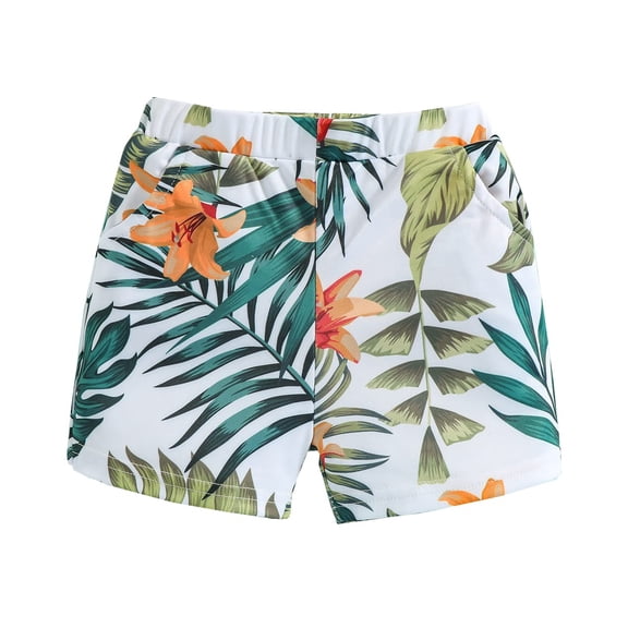 StylesILove Baby Toddler Green Tropical Leaves Swim Shorts Bathing Suit Beach Pool Swimwear Little Boy Swim Trunks
