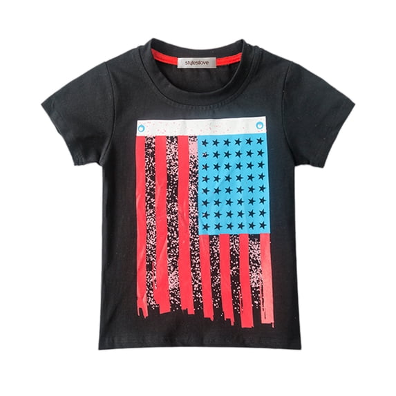 stylesilove children american uk flag boy tee shirt (1-2 years, usa flag black)
