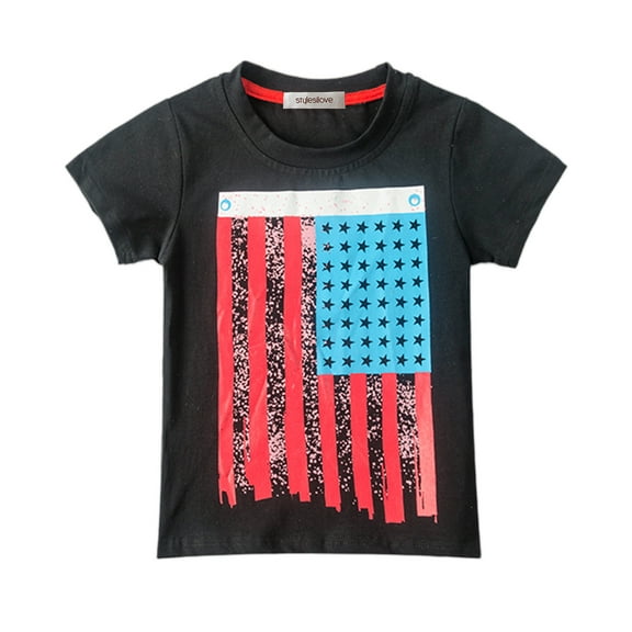 StylesILove Children American UK Flag Boy Tee Shirt (2-3 Years, USA Flag Black)