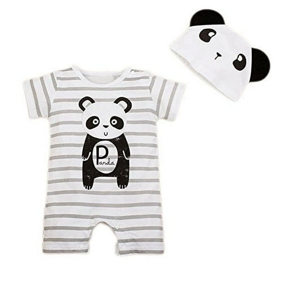 StylesILove Cute Animal Baby Costume Jumpsuit and Hat (3-6 Months, Grey Panda)