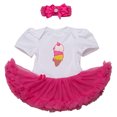 thumbnail image 1 of StylesILove Cute Character Baby Girl Holiday Birthday Party Tutu Dress Romper with Headband 2 pcs Outfit Set (80/6-12 Months, Ice Cream), 1 of 2