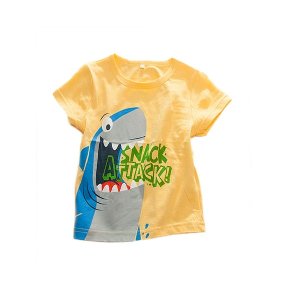 StylesILove Cute Graphic Print Boy T-shirt, 6 Designs (2-3 Years, Shark Yellow), Tag Size:90
