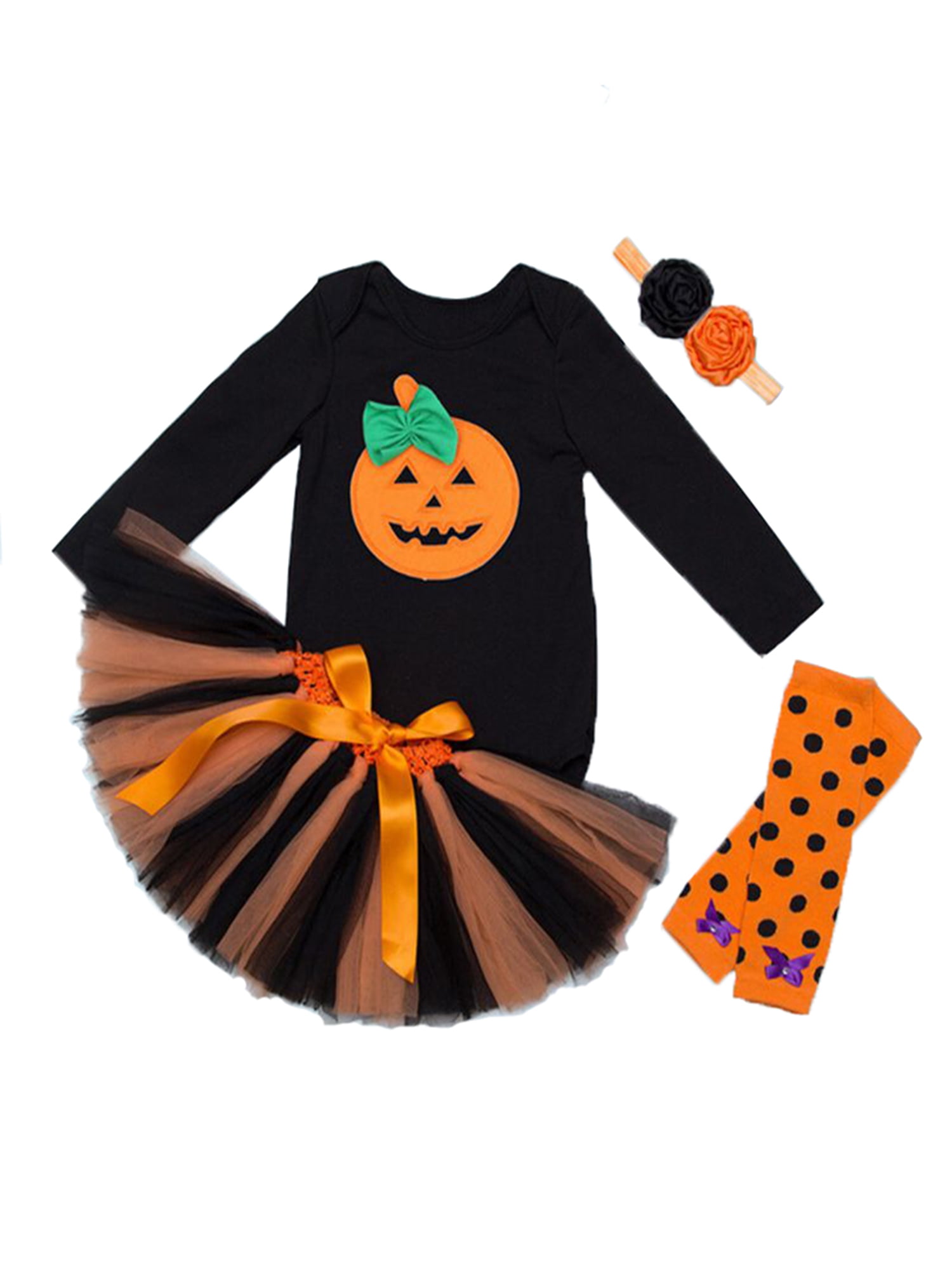 StylesILove Halloween Pumpkin 5 pcs Baby Girl Costume Dress Outfit Set