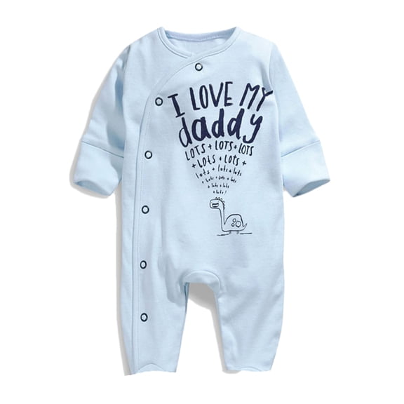 StylesILove I Love My Daddy Mummy Soft Cotton Baby Overalls Romper (12-18 Months, I Love My Daddy Baby Blue)