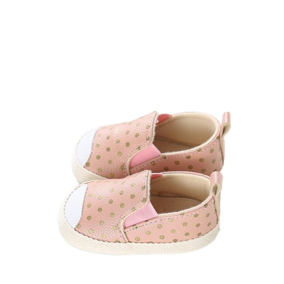 StylesILove Infant Baby Boy and Girl Polka Dot Soft Leather Slip On Fashion Causal Sneakers (6-12 Months, Pink)