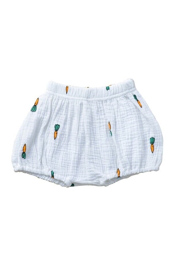 Infant Baby Girl Carrot Crinkle Jersey Bubble Shorts Summer Cotton Bloomers (White, 100/1-2 Years)