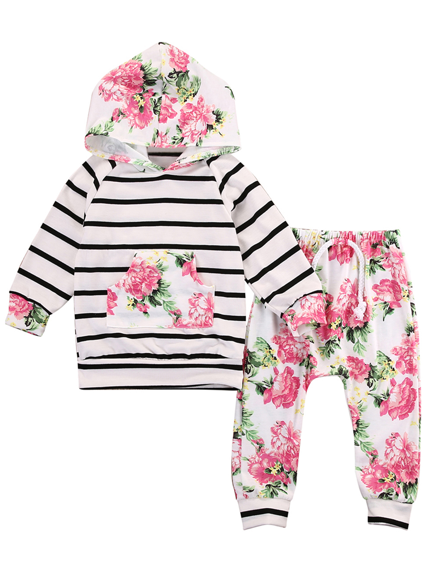 Ensemble Bébé Fille Bilo - Sweat à Capuche Et Pantalon Manches Longues, Imprimé Cœur