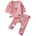 thumbnail image 1 of StylesILove Infant Baby Girl Ice Cream Pink Long Sleeve Top and Pants 2 pcs Outfit (100/18-24 Months), 1 of 2