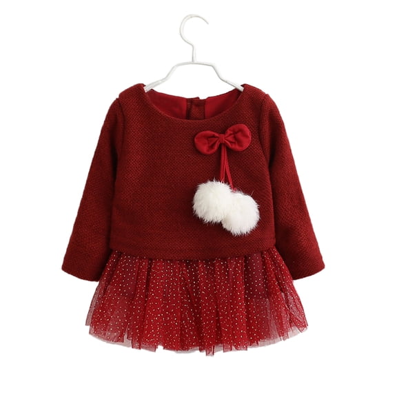 StylesILove Infant Baby Girl Knit Sweater with Gold Sequin Tutu Skirt (100/18-24 Months, Red)