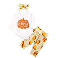 thumbnail image 1 of StylesILove Infant Baby Girls Cutest Pumpkin in The Patch Long Sleeve Romper, Pants and Headband 3pcs Set Halloween Thanksgiving Outfit (18 Months), 1 of 8