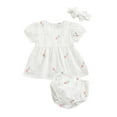 thumbnail image 1 of StylesILove Infant Baby Girls Eyelet Flower Embroidered Dress, Bloomers and Headband 3pcs Outfit Princess Girl Short Sleeve White Cotton Dress (6-12 Months), 1 of 7