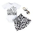 thumbnail image 1 of StylesILove Infant Baby Girls Little Sister Bodysuit and Dalmatian Dot Shorts, Bow Headband 3pcs Short Sleeve Cotton Outfit (9 Months), 1 of 6