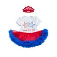 thumbnail image 1 of StylesILove Infant Toddler Baby Girl 4th of July American Flag Holiday Short Sleeve Romper Tutu Dress and Headband 2 pcs Set Outfit, 1 of 1