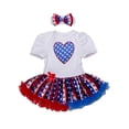 thumbnail image 1 of StylesILove Infant Toddler Baby Girl 4th of July American Flag Holiday Short Sleeve Romper Tutu Dress and Headband 2 pcs Set Outfit, 1 of 1