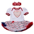 thumbnail image 1 of StylesILove Infant Toddler Baby Girl 4th of July American Flag Holiday Short Sleeve Romper Tutu Dress and Headband 2 pcs Set Outfit, 1 of 1