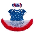 thumbnail image 1 of StylesILove Infant Toddler Girl 4th of July US Flag Holiday Short Sleeve Romper Tutu Skirt Headband 2pcs Set, 1 of 39