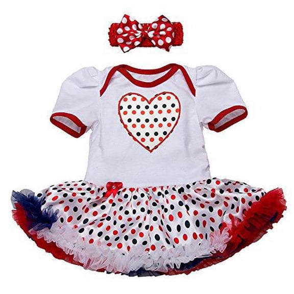 StylesILove Infant Toddler Girl 4th of July US Flag Holiday Short Sleeve Romper Tutu Skirt Headband 2pcs Set